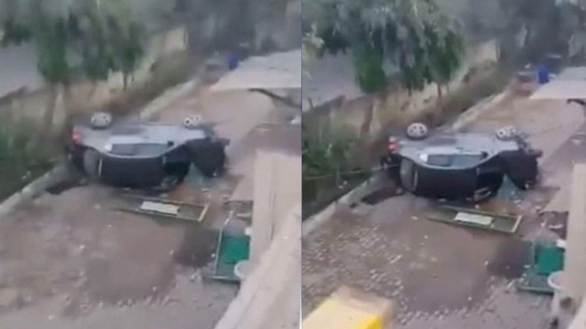  ఫ్లైఓవర్‌ పై నుంచి పడిపోయిన కారు…